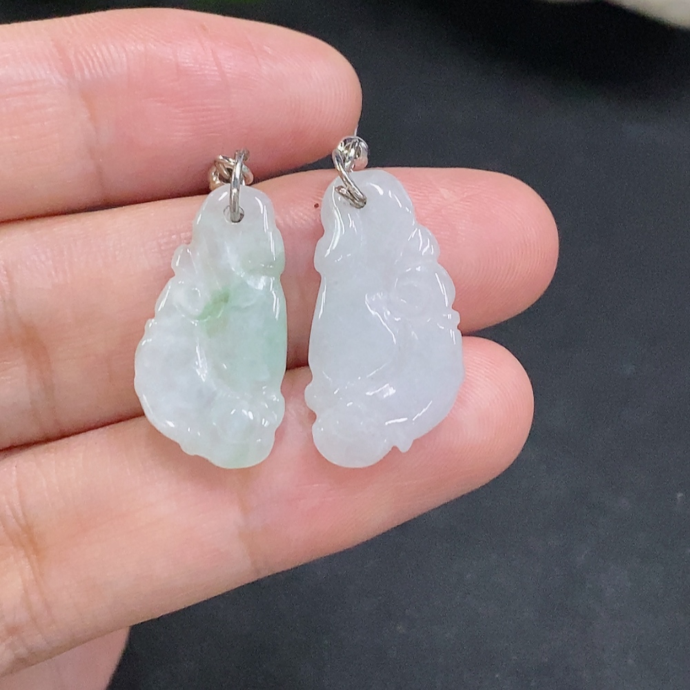 F32802323 Jadeite Inlaid Earrings Non-Gold Inlaid Total Weight About 3.5g