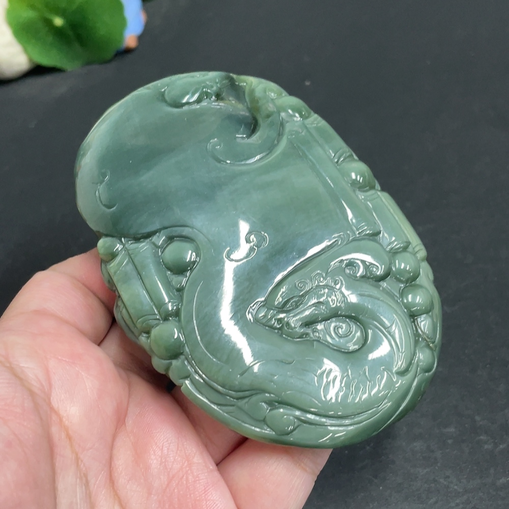H30487042 Hetian Jade Handheld Piece - Wealth and Fortune - Total Weight Approx. 210.9g
