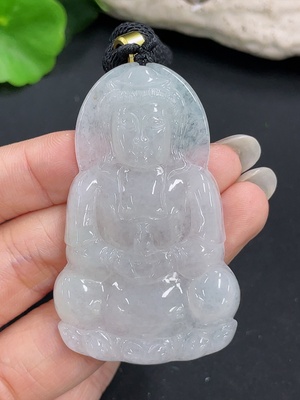 F42969974 翡翠挂件 观音 含绳货品总重约25.78g