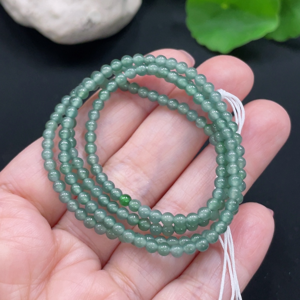 F24737830 Jadeite Bead Necklace Total Approx. Weight 7.79g Size Approx. 3mm