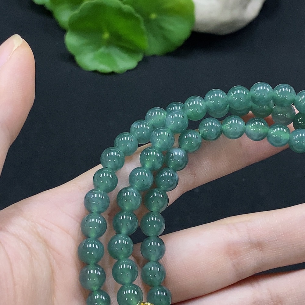 F34996588 Jadeite Bead Necklace Approximately 6.5mm Non-Gold Setting Total Weight About 47.94g