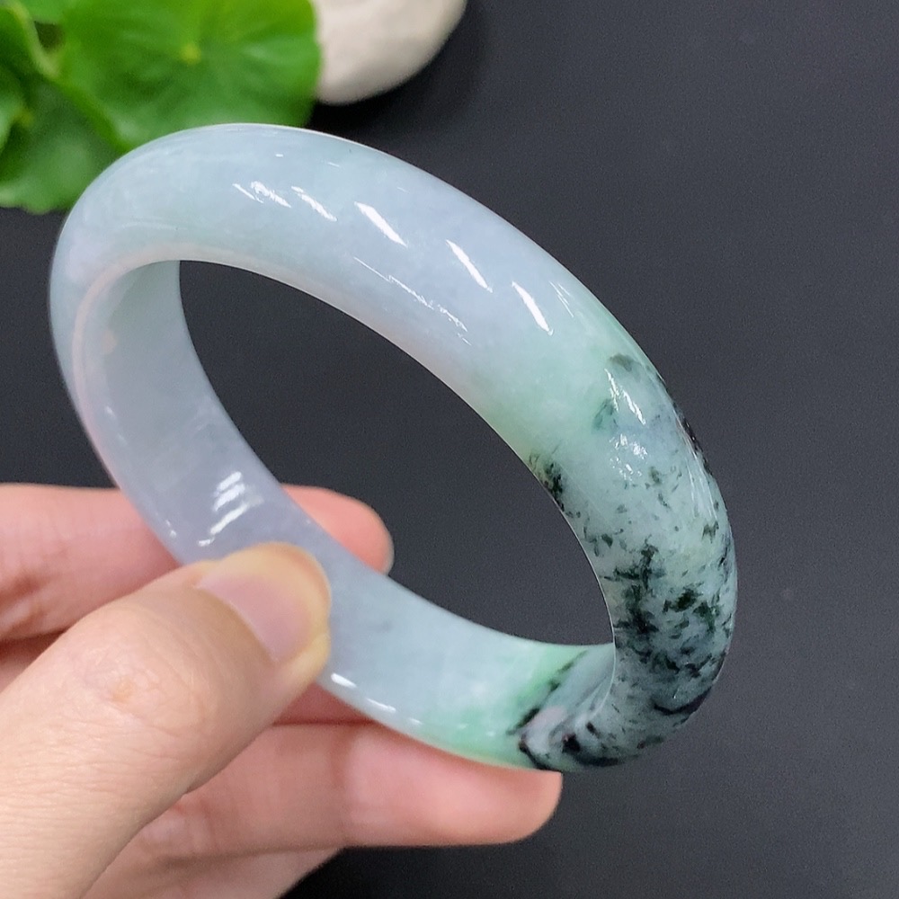 F23564189 Jadeite Round Bangle Size 57 Containing Other Minerals Total Weight 62.243g