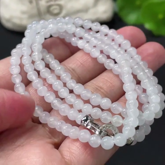 F27071254 Jadeite Bead Necklace Approx. 4.3mm Total Weight About 22.3g Non-Gold Clasp