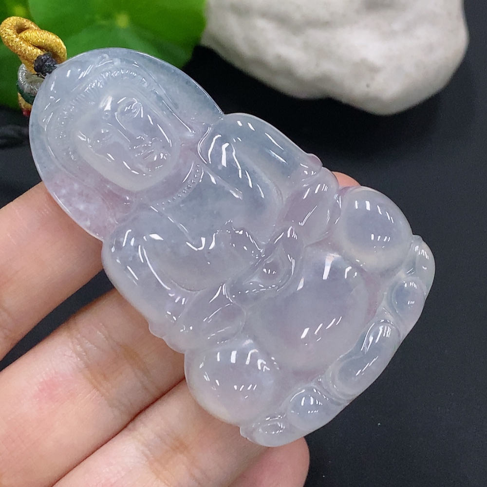 F28232252 Jadeite Guanyin Pendant (Total Weight with Rope: Approx. 31g)