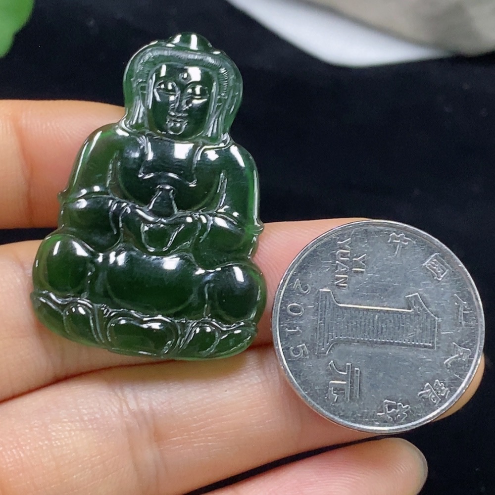 F32803728 Jadeite Guanyin Inlay Piece Total Weight Approximately 4g