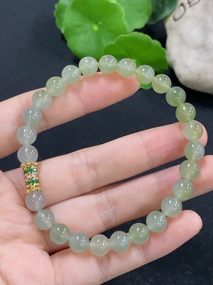 F46482464 翡翠手串 卡7.5mm左右 货品总重约19.52g 非金镶