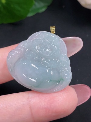 F34013869 Jadeite Buddha Pendant 18K Gold Total Weight Approx. 6.79g