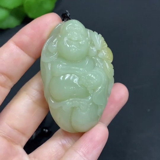 H29328971 Hetian Jade Pendant Buddha Total Weight Approx. (with rope) 46.8g