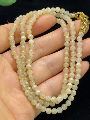 F34024102 Jadeite Beaded Necklace Approx. 4mm Total Weight Approx. 20.53g Non-Gold Yellow Part Color Origin Undetermined