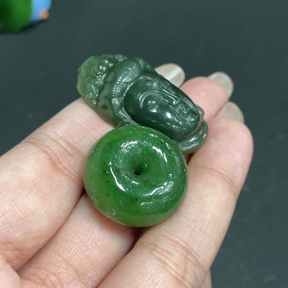 H29359610 Hetian Jade Pendant Guanyin Peace Ring Total Weight Approx. 21.9g