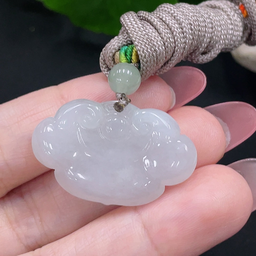 F34982716 Jadeite Ruyi Pendant Total weight about 9.33g (including rope weight) with non-A grade beads