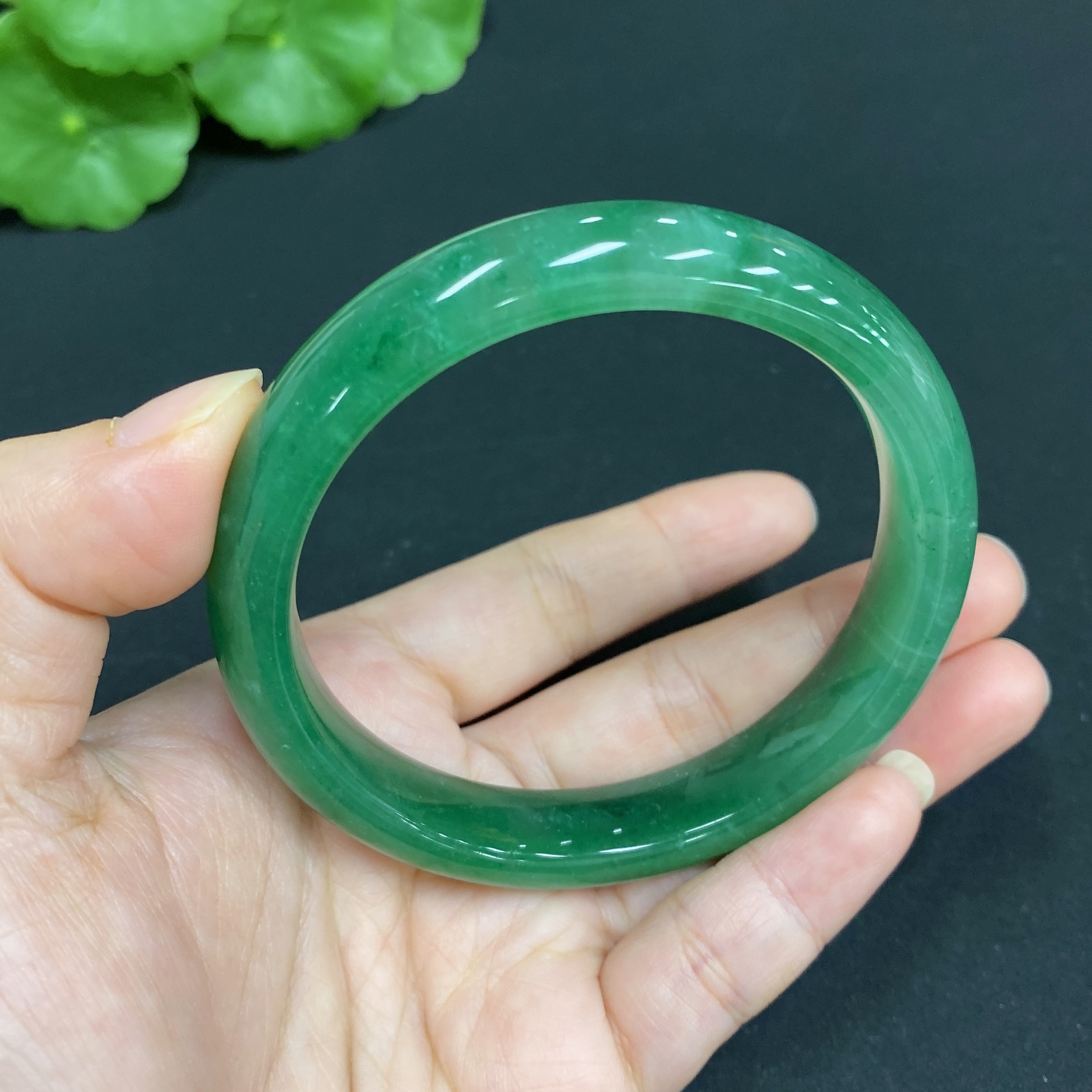 H34015252 African Emerald (Dulong Jade) Regular Circle Bracelet