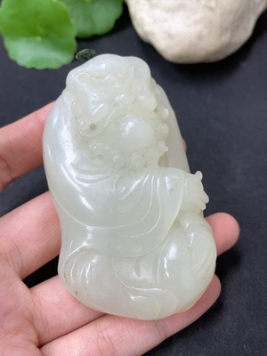 H40804834 和田玉手把件   达摩    货品总重约148g
