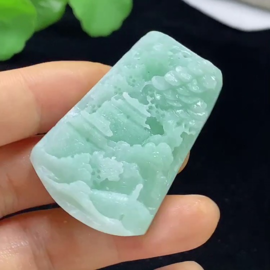 F35136065 Jadeite Rough Landscape Pendant Total Weight Approx. 20.61g