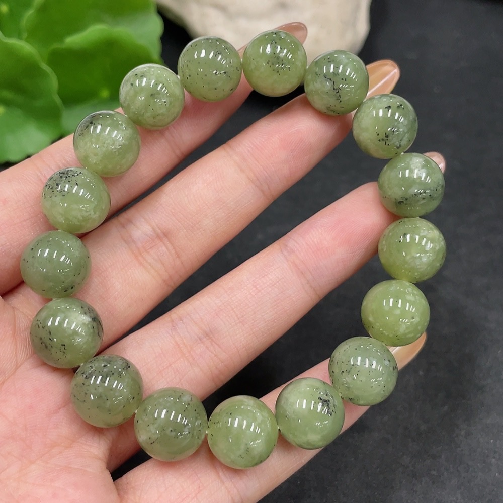 H32822814 Hetian Jade Bracelet, Approx. 11.7mm Beads, Total Weight About 44.7g
