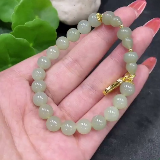 H34015933 Hetian Jade Bracelet, Approx. 7.8 mm, Total Weight Approx. 18.5g, Non-Gold