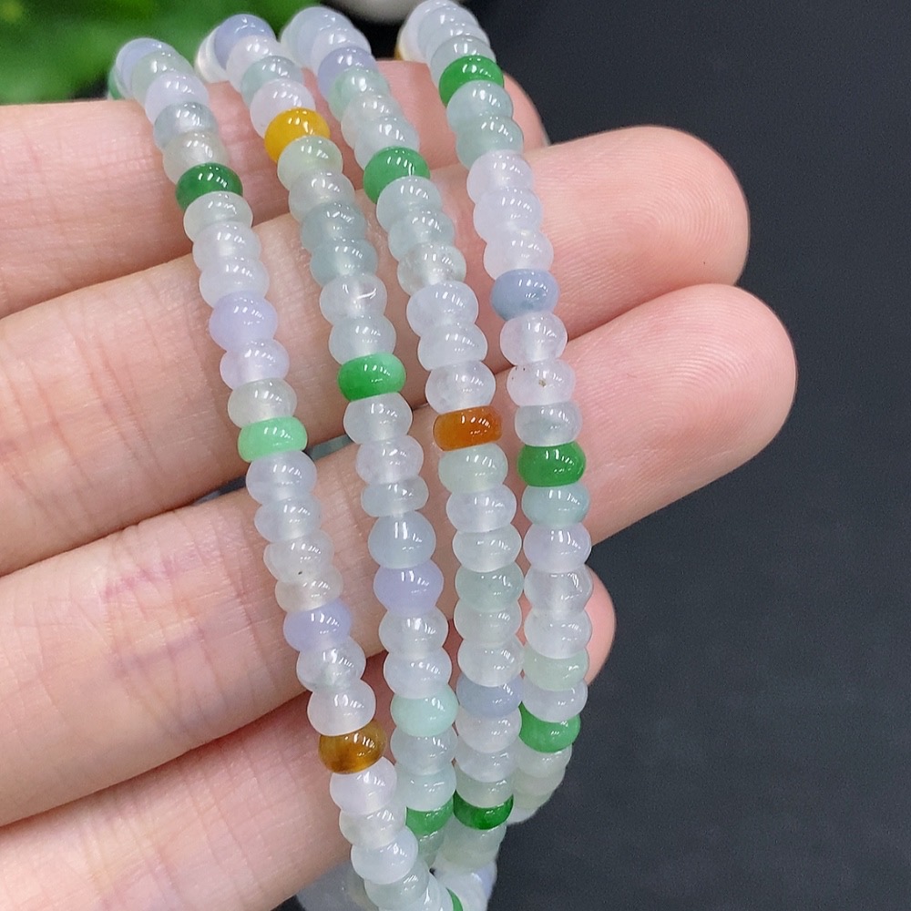 F30556366 Jadeite Bead Necklace Approx. 4.3mm Total Weight Approx. 28g Color Origin Undetermined