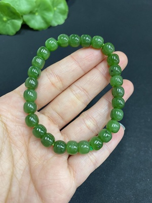 H34014985 Hetian Jade Jasper Bracelet approx. 6.8mm total weight about 16g