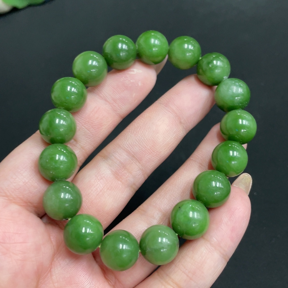 H31677143 Hetian Jade Bracelet Approx. 11.3mm Beads Total Weight About 43.2g