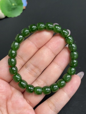 H33901870 Hetian Jade Bracelet, Approx. 7.6mm Beads, Total Weight About 21.7g