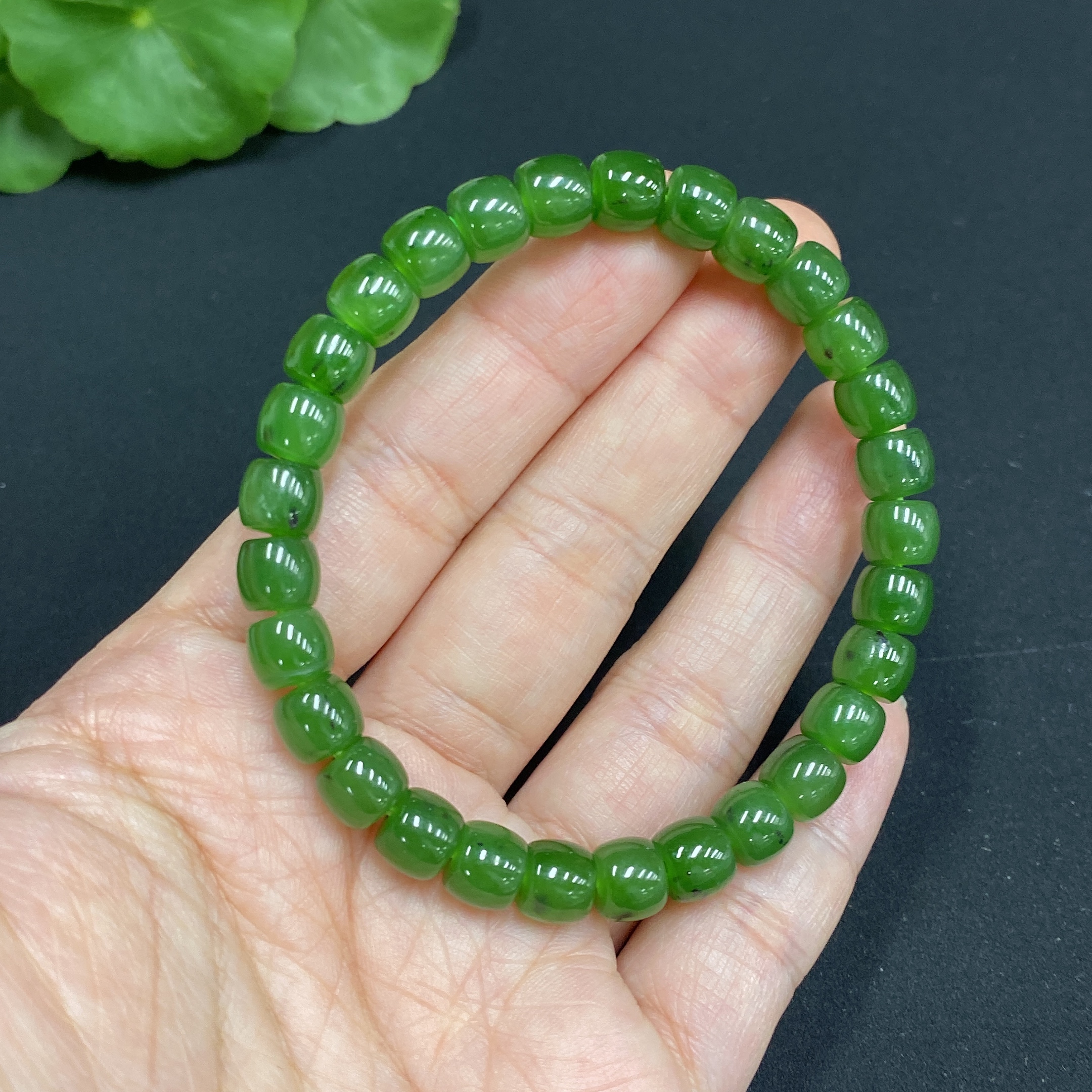 H34985301 Hetian Jade Jasper Bracelet Approx. 6.7mm Total Weight About 16.2g
