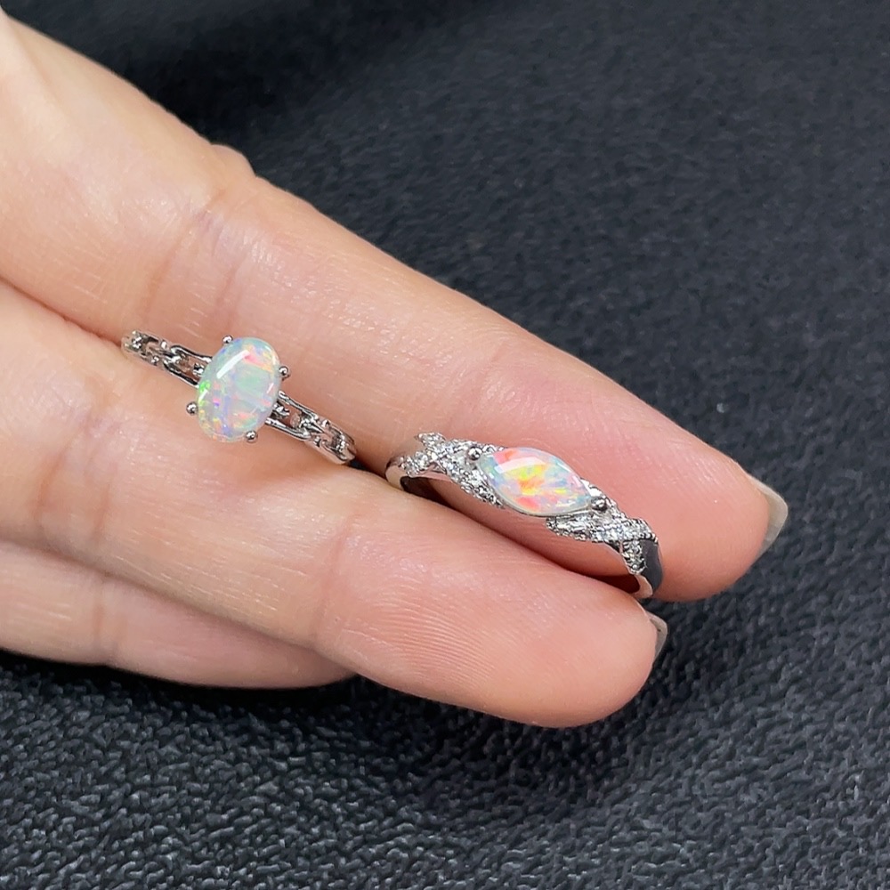 C34949587 Opal Ring, Non-Gold, Adjustable, Total Weight Approx. 3.6g, Sell as a Lot