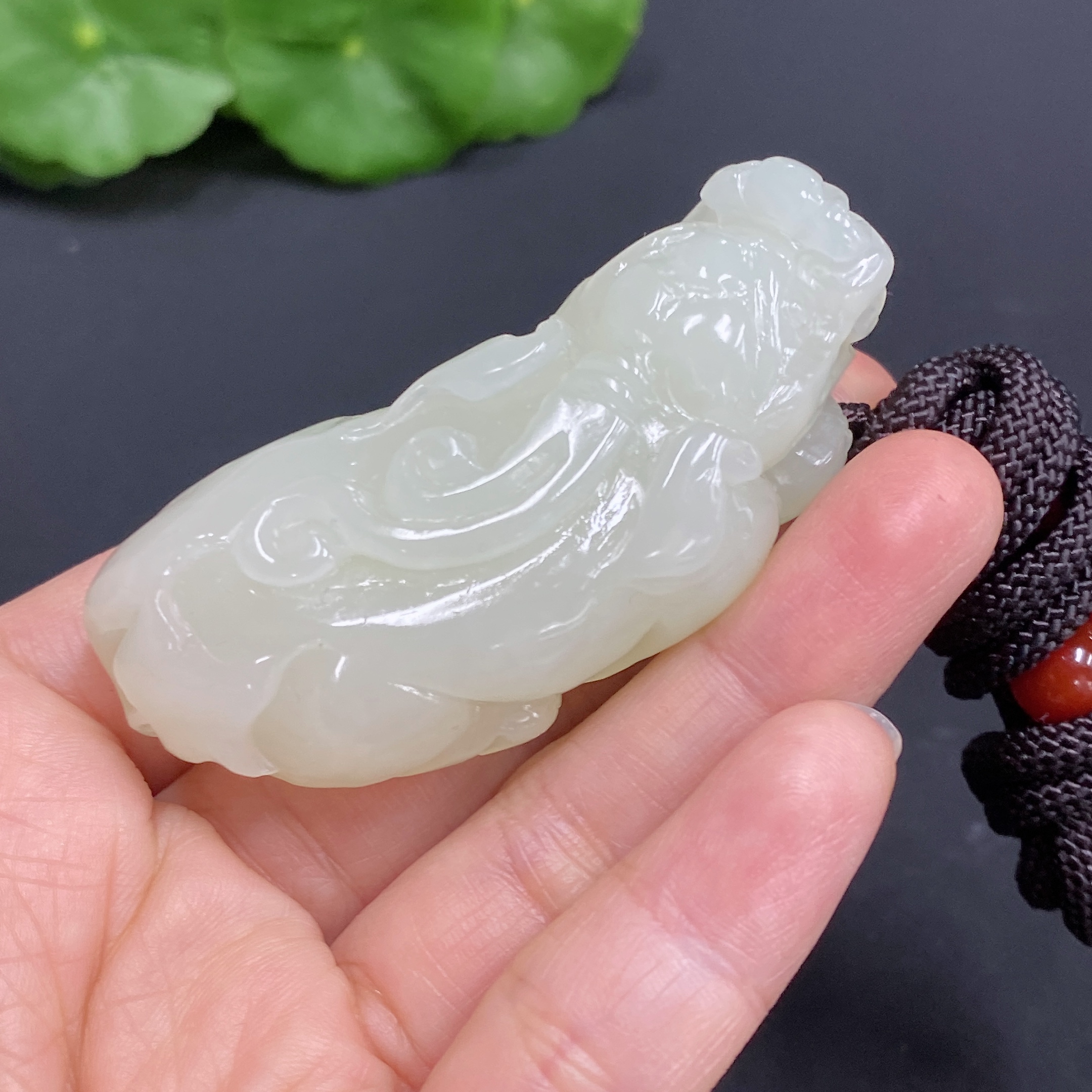 H27173626 Hetian Jade Pendant Pixiu Total Weight Approx. (Including Rope) 55.9g