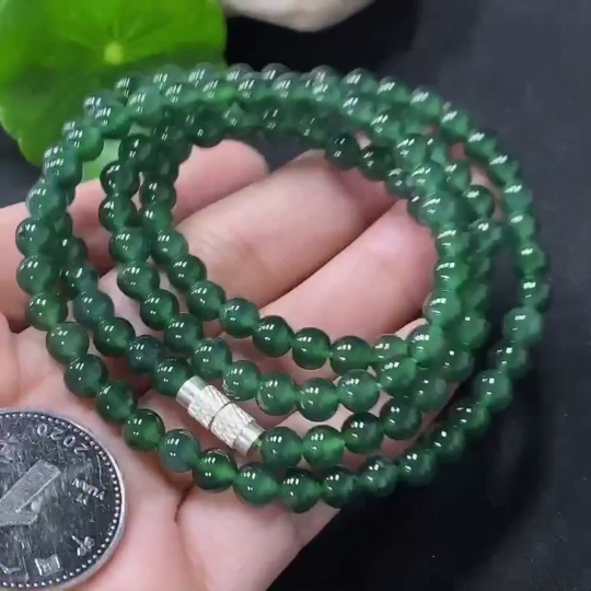 F35116650 Jadeite Bead Necklace Approx. 5.2mm Non-Gold Total Weight Approx. 27.44g