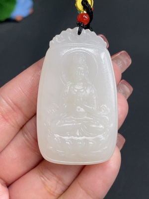H25932431 Hetian Jade Pendant Guanyin Total Weight (including rope) approx. 47g
