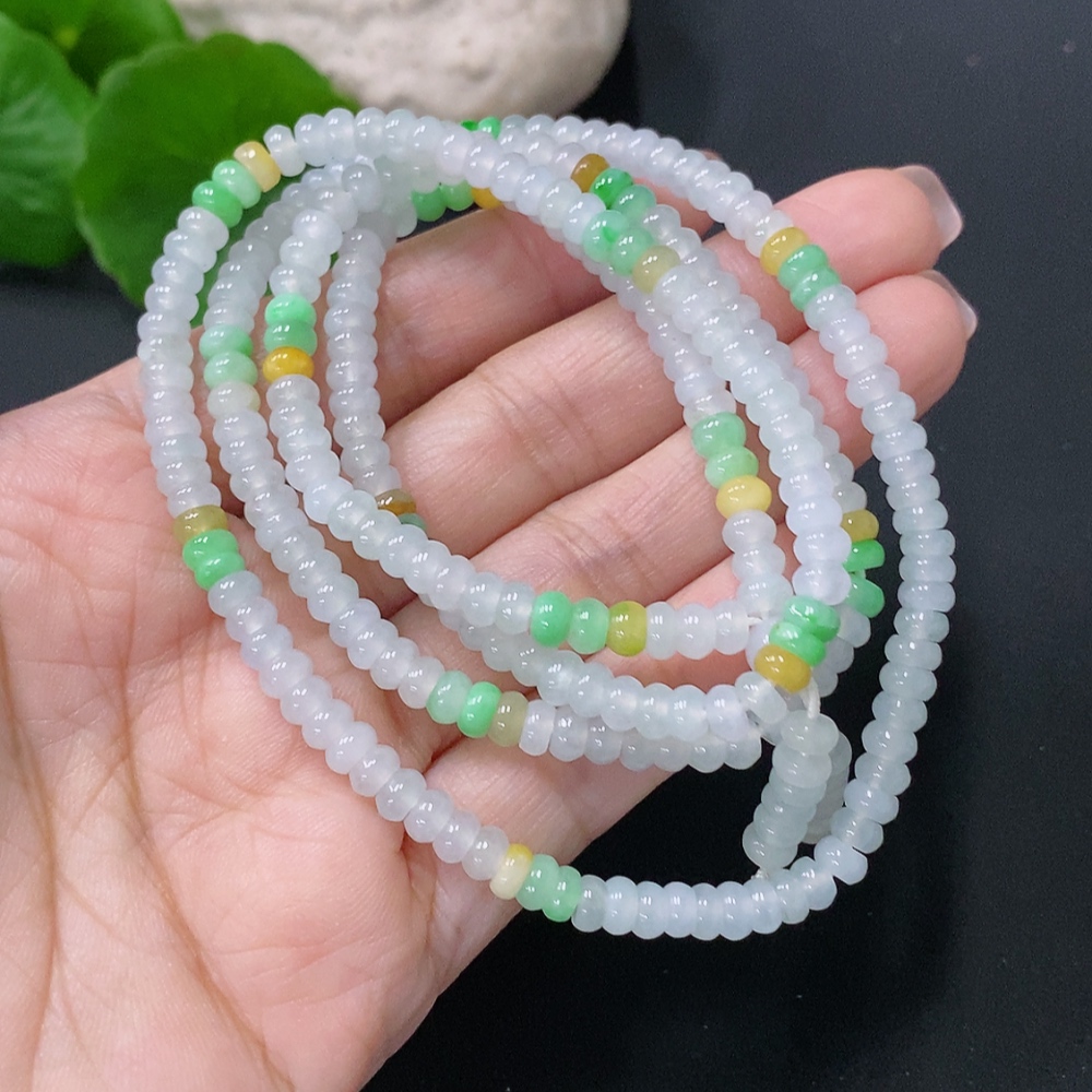 F34076330 Jadeite Bead Necklace Approx. 4.5mm Total Weight Approx. 29.4g