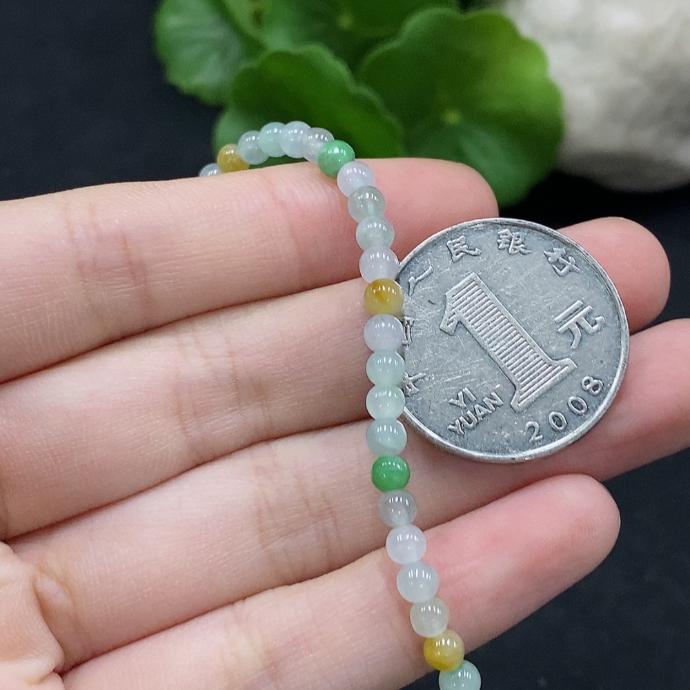 F35089930 Jadeite Beaded Necklace Approx. 3.8mm Total Weight Approx. 13.68g Non-gold Inlaid