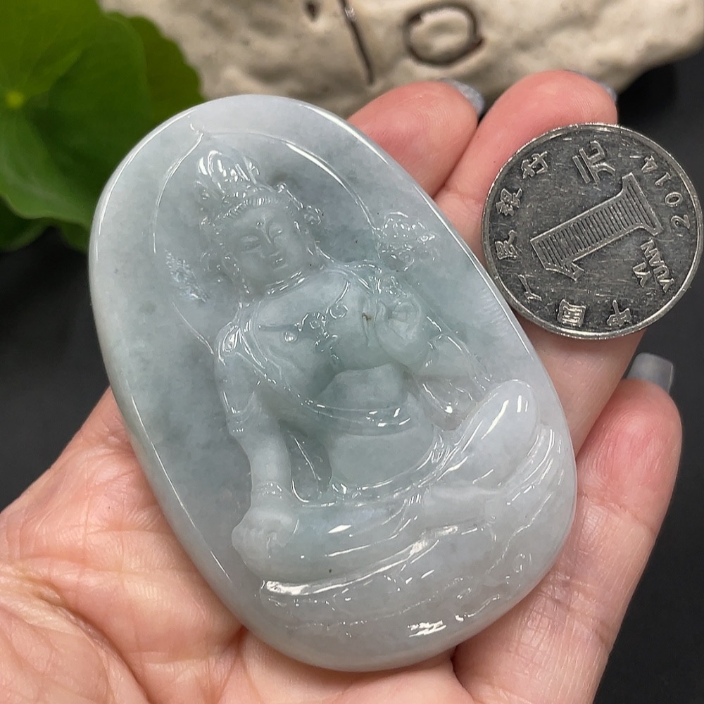 F15633255 Jadeite Guanyin Pendant Total Weight 59.450g