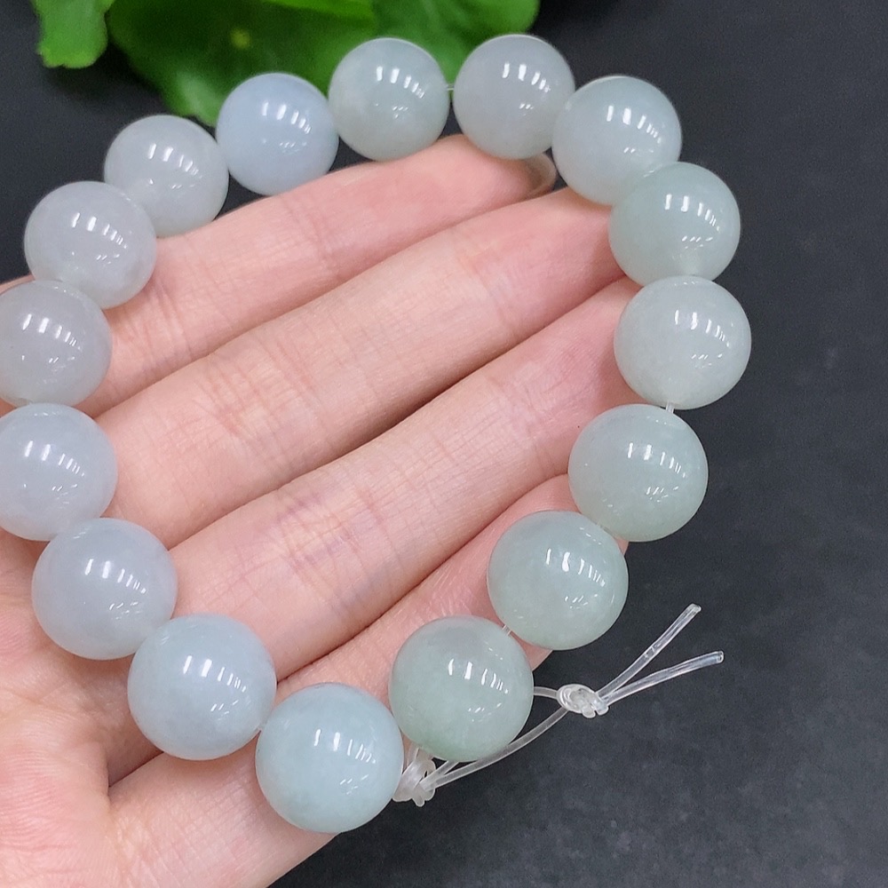 F34034448 Jadeite Bracelet, Total Weight Approx. 58.8g, Bead Size 12.7mm