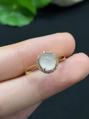 F35114974 Jadeite inlaid ring size 13 18K gold total weight about 1.3g (with diamond accents)