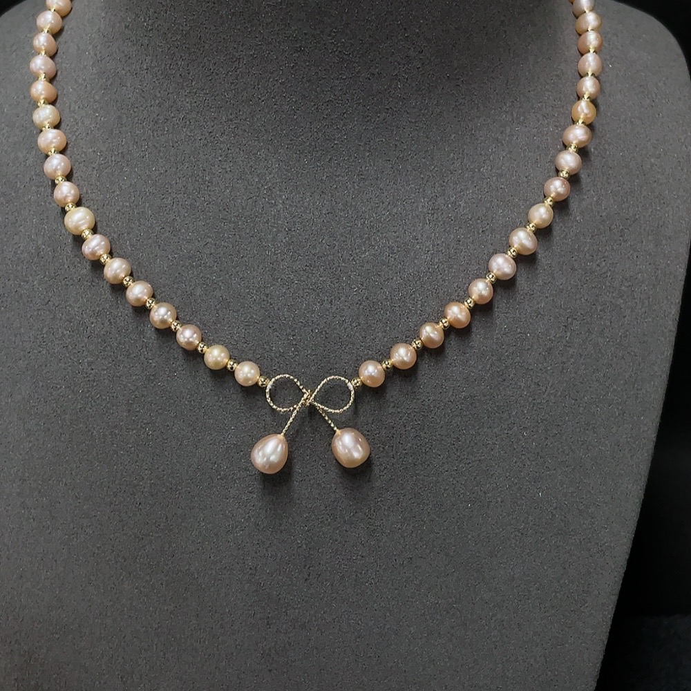 C34007300 Pearl Bead Necklace Non-Gold Total Weight Approx. 13.71g Size 5.6-6.7mm