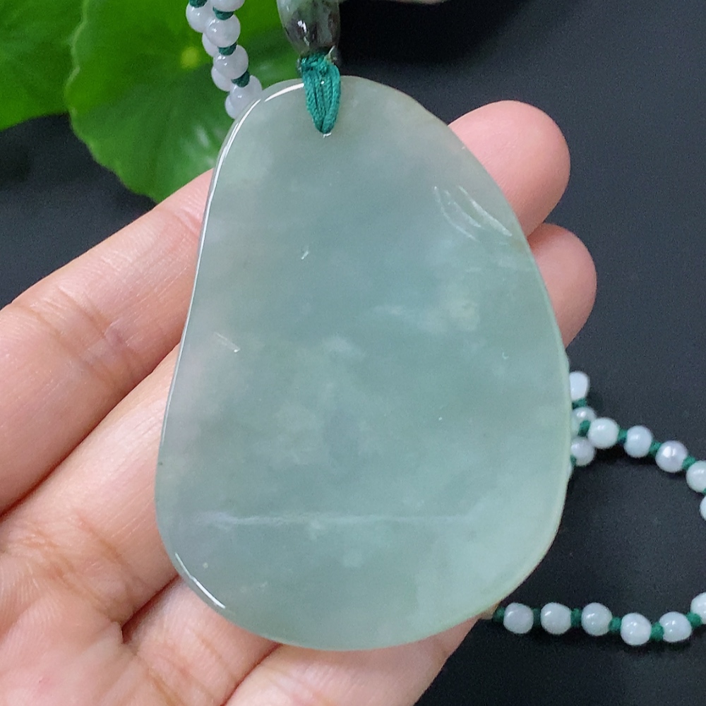 F30523229 Jadeite Pendant Deer Plaque Total Weight Approx. 37.97g Including Chain Color Origin Undetermined