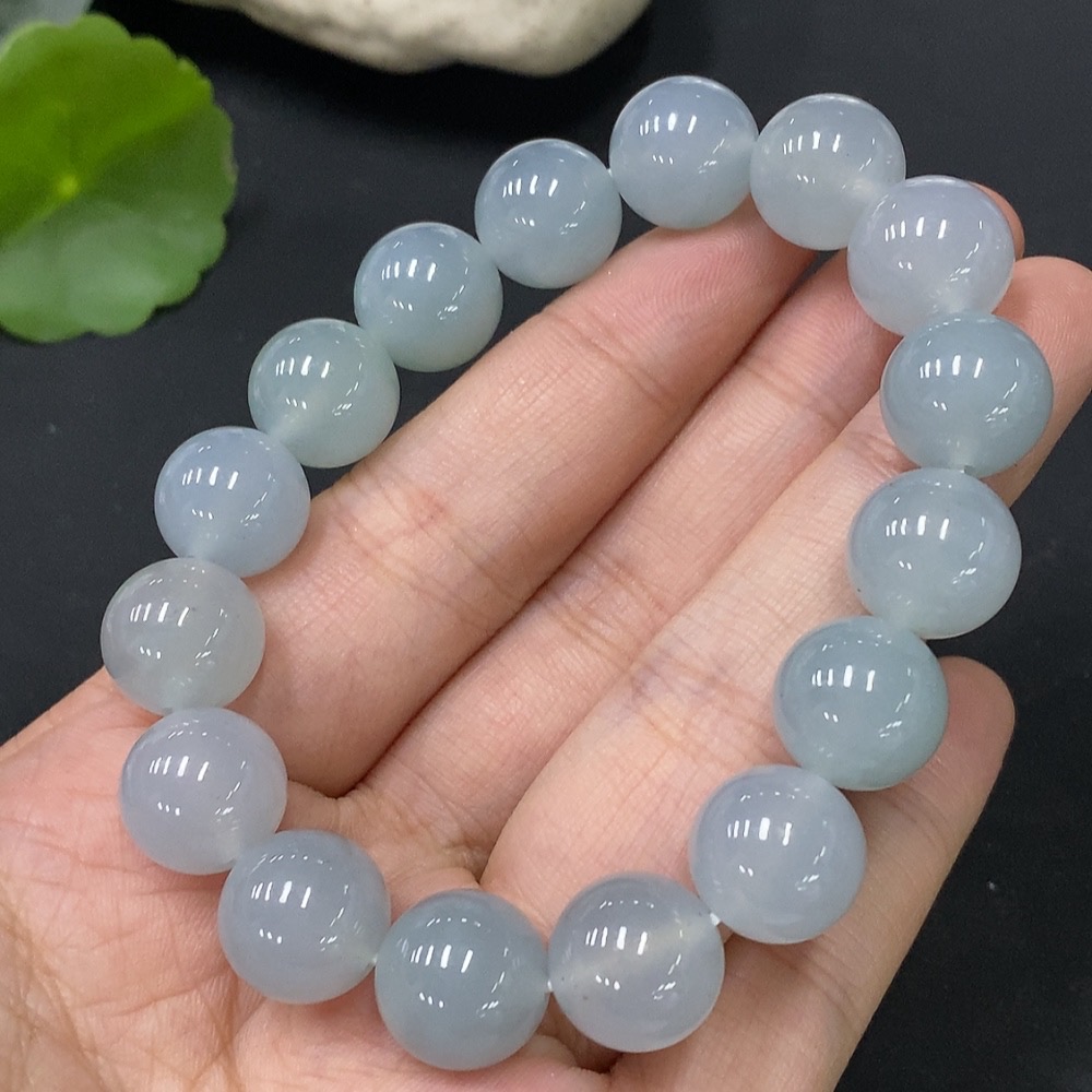 F27179521 Jadeite Beads Bracelet, Approx. 12.3mm, Total Weight Approx. 51.62g