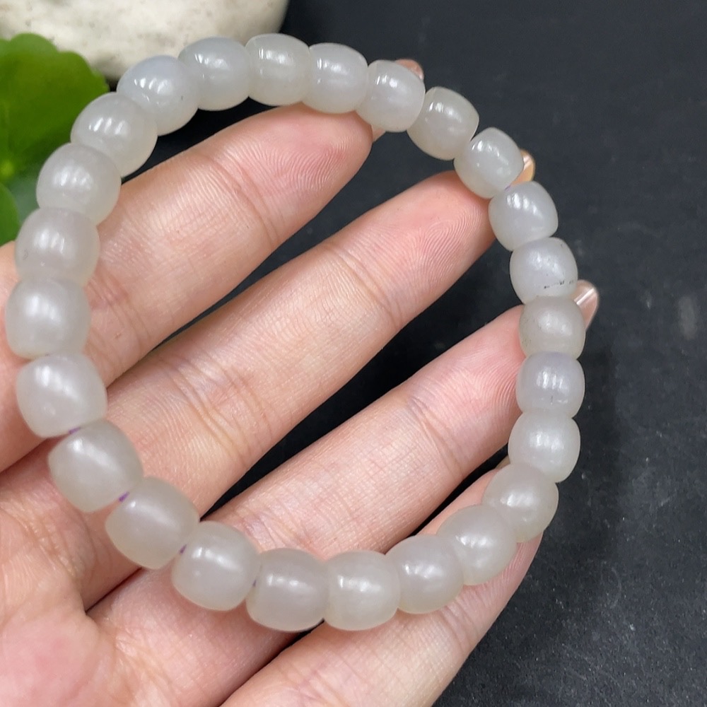H31671040 Hetian Jade Bracelet Approx. 7.6mm Total Weight About 21.6g