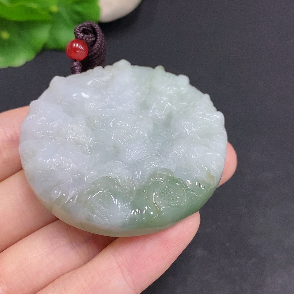 F33877755 Jadeite Nine Dragons Protecting the Master Pendant