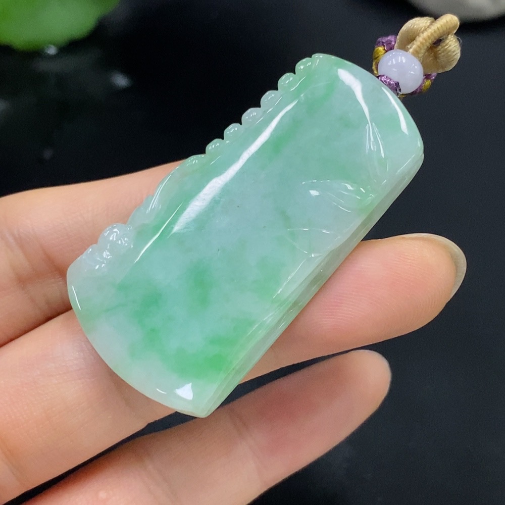 F29362873 Jadeite Bamboo Pendant Total Weight Approx. 19.71g (including rope weight)