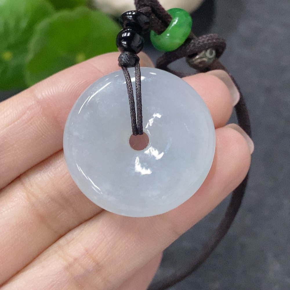 F34042353 Jadeite Pendant Peace Knot Total Weight Including Rope 14.45g With Non-Grade A Beads