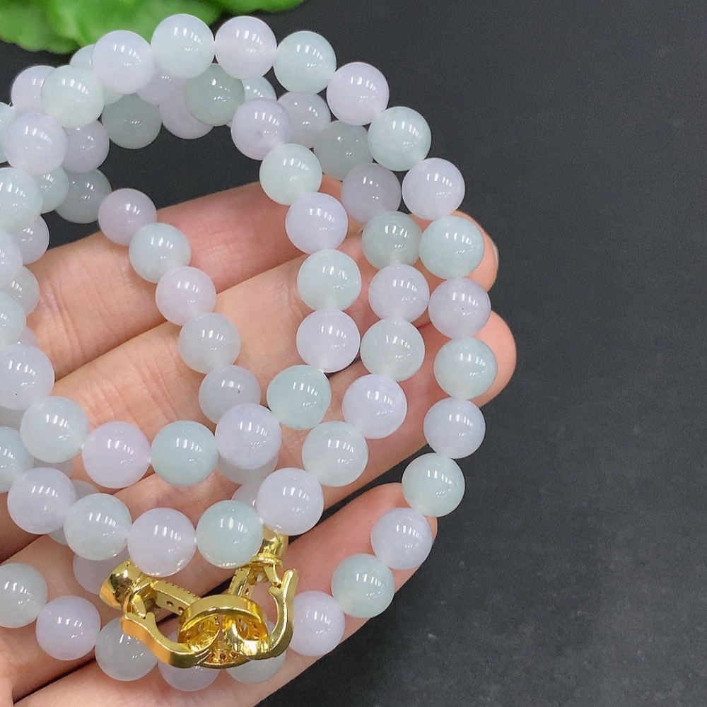 F31624691 Jadeite Bead Necklace Non-Gold Setting Total Weight Approx. 67g Size 7.4mm