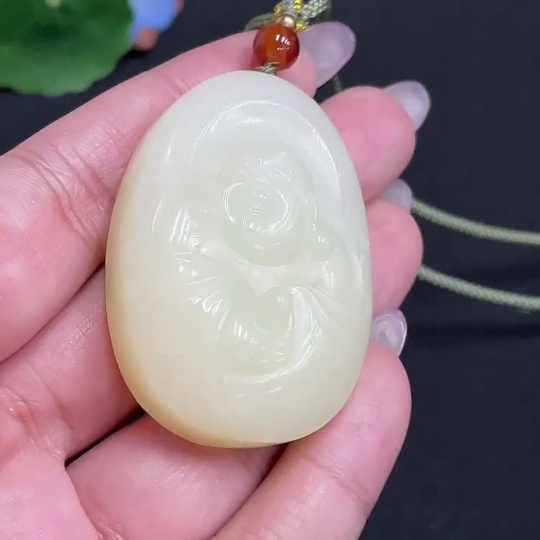 H33930748 Hetian Jade Pendant Buddha Total Weight [with rope] 46.5g