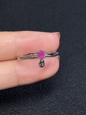 C27156577 Ruby Ring (Adjustable, Non-Gold Setting, Total Weight Approx. 1.55g)