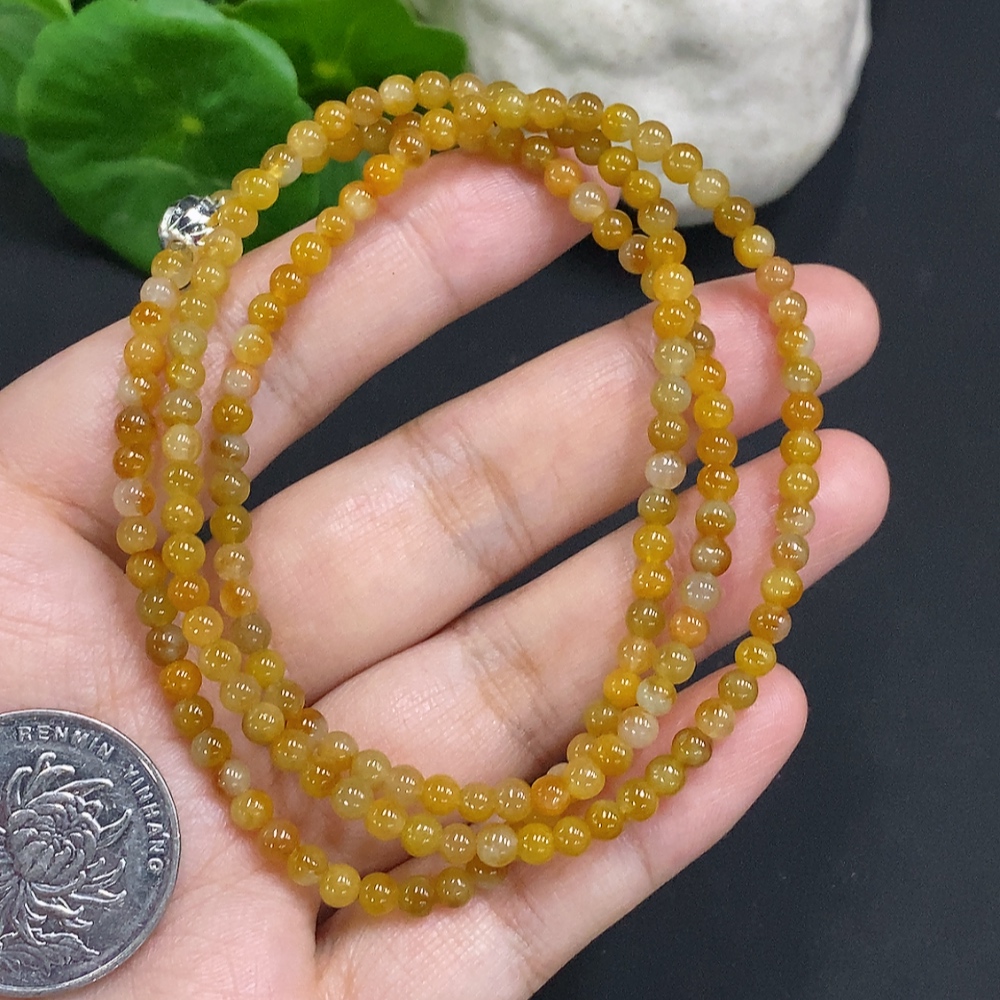 F35156506 Jadeite Bead Necklace Approx. 3.7mm Non-Gold Total Weight Approx. 17.2g