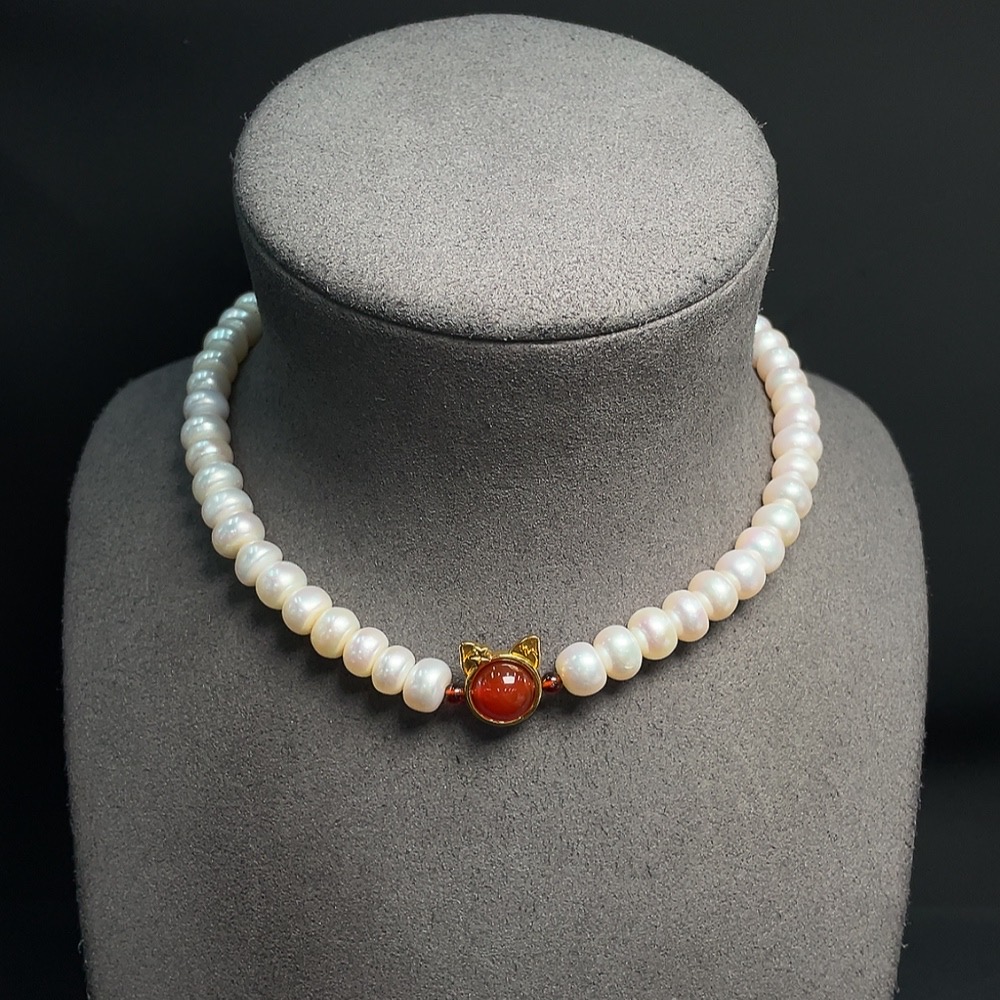 C20221781 Pearl Bead Necklace Non-Gold Setting Approx. 9.3mm Total Weight About 48.45g Non-Pearl Matching Beads