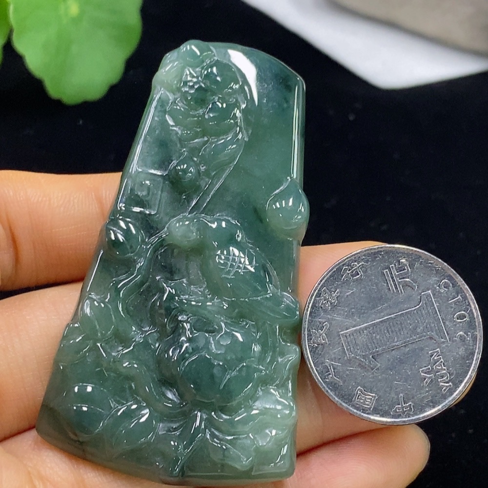 F35094327 Jadeite Birds Singing and Flowers Fragrant Pendant