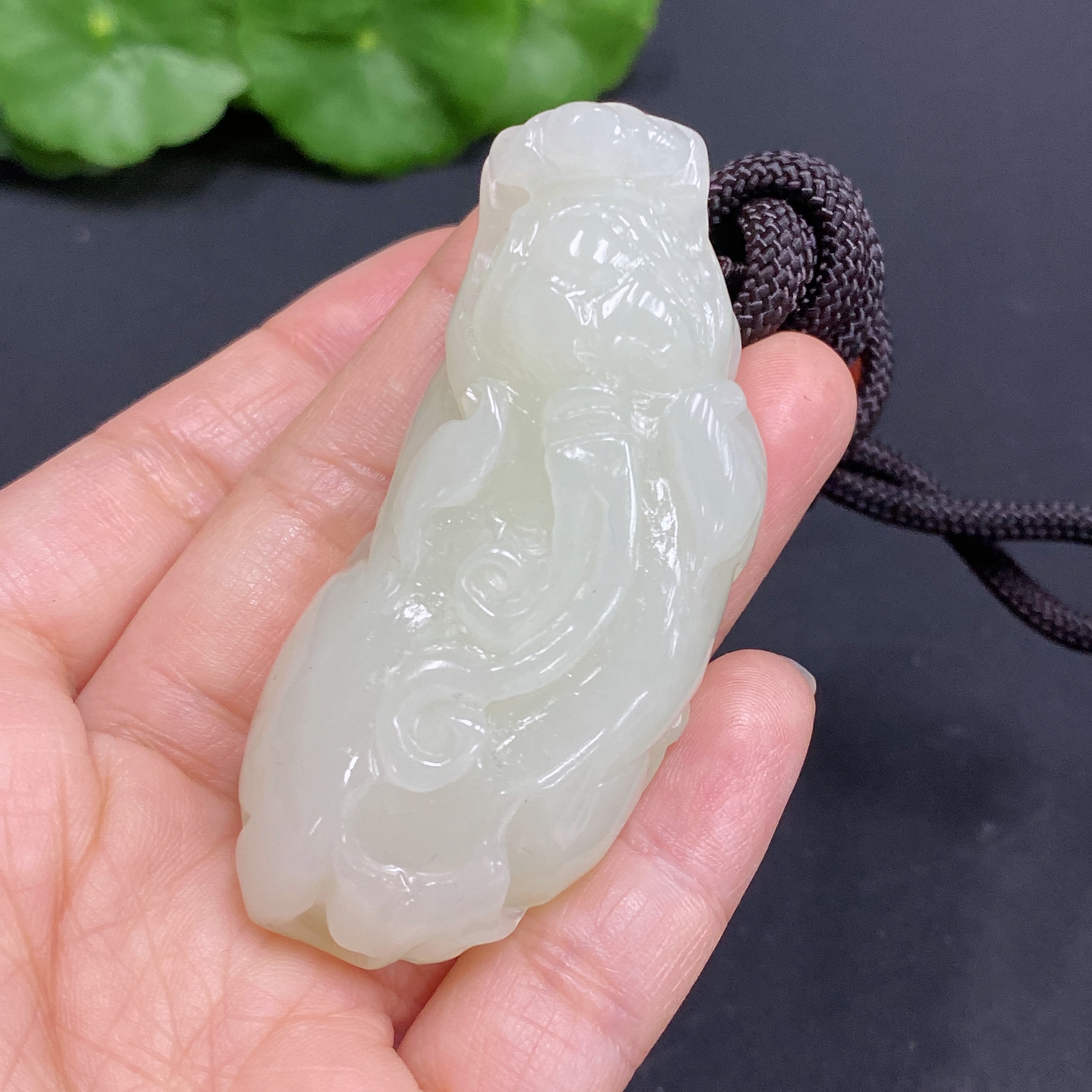 H27173626 Hetian Jade Pendant Pixiu Total Weight Approx. (Including Rope) 55.9g