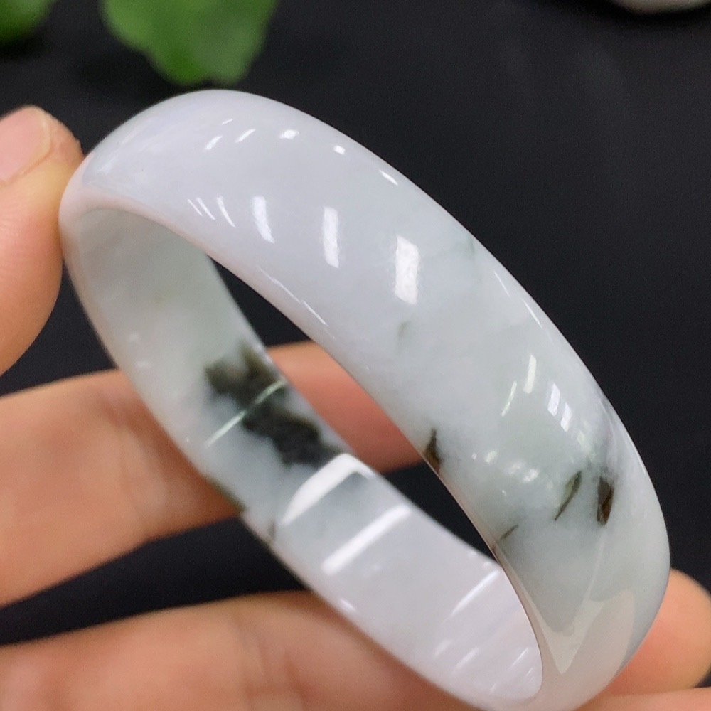 F26012421 Jadeite Round Bracelet with Other Mineral Components, Total Weight Approx. 27.19g, Size 53.2