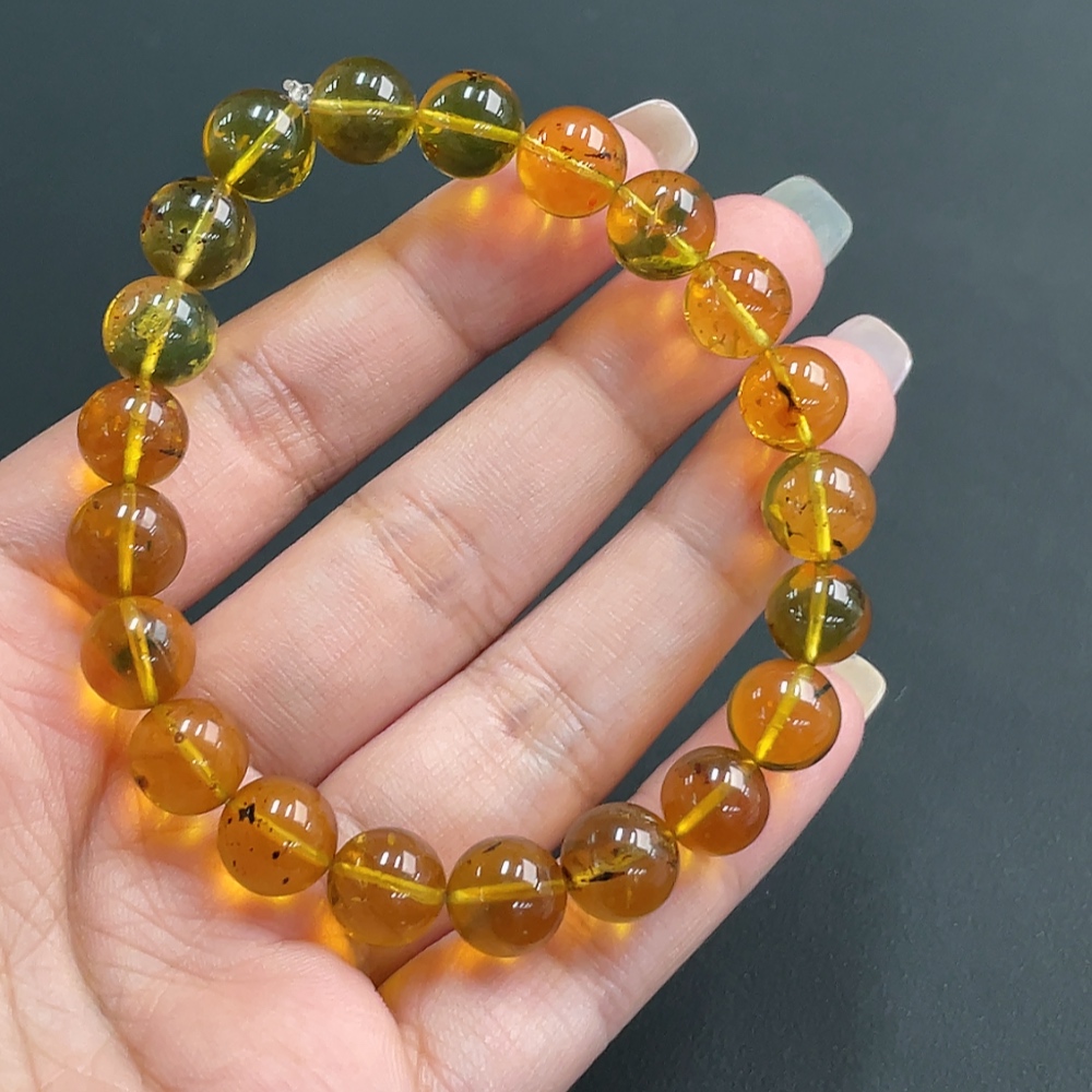 C18048441 Amber Beeswax Bracelet, Approx. 9.2mm, Total Weight Approx. 9.70g
